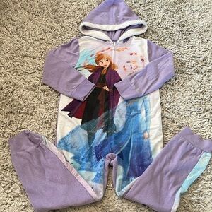 Disney Frozen II Hooded One-Piece Footless Pajamas, Size 6